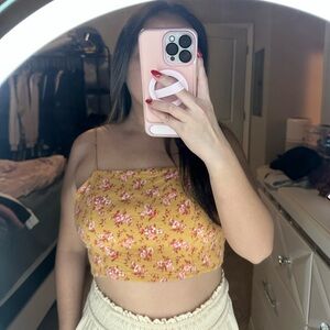 Floral Yellow Crop Top